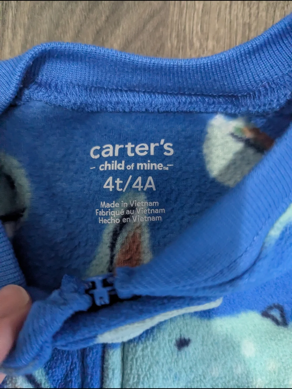 Carter's Blue Dinosaur Fleece Footed One-Piece Pajamas